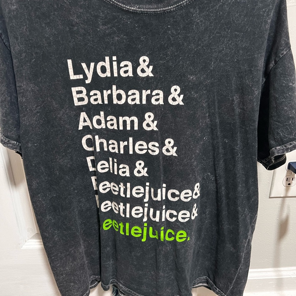 Black Graphic Tee with Beetlejuice Print